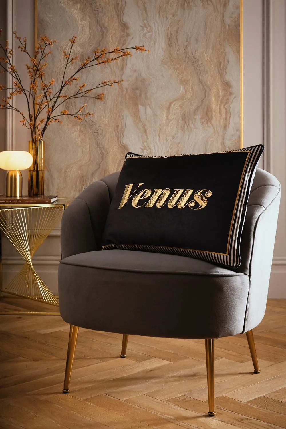 Laurence Llewelyn-Bowen 'Venus Signature' Velvet Filled Cushion in Black
