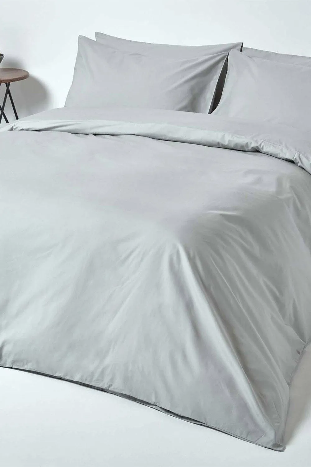 Homescapes Egyptian Cotton Duvet Cover with Pillowcase, 200 TC in Silver 2