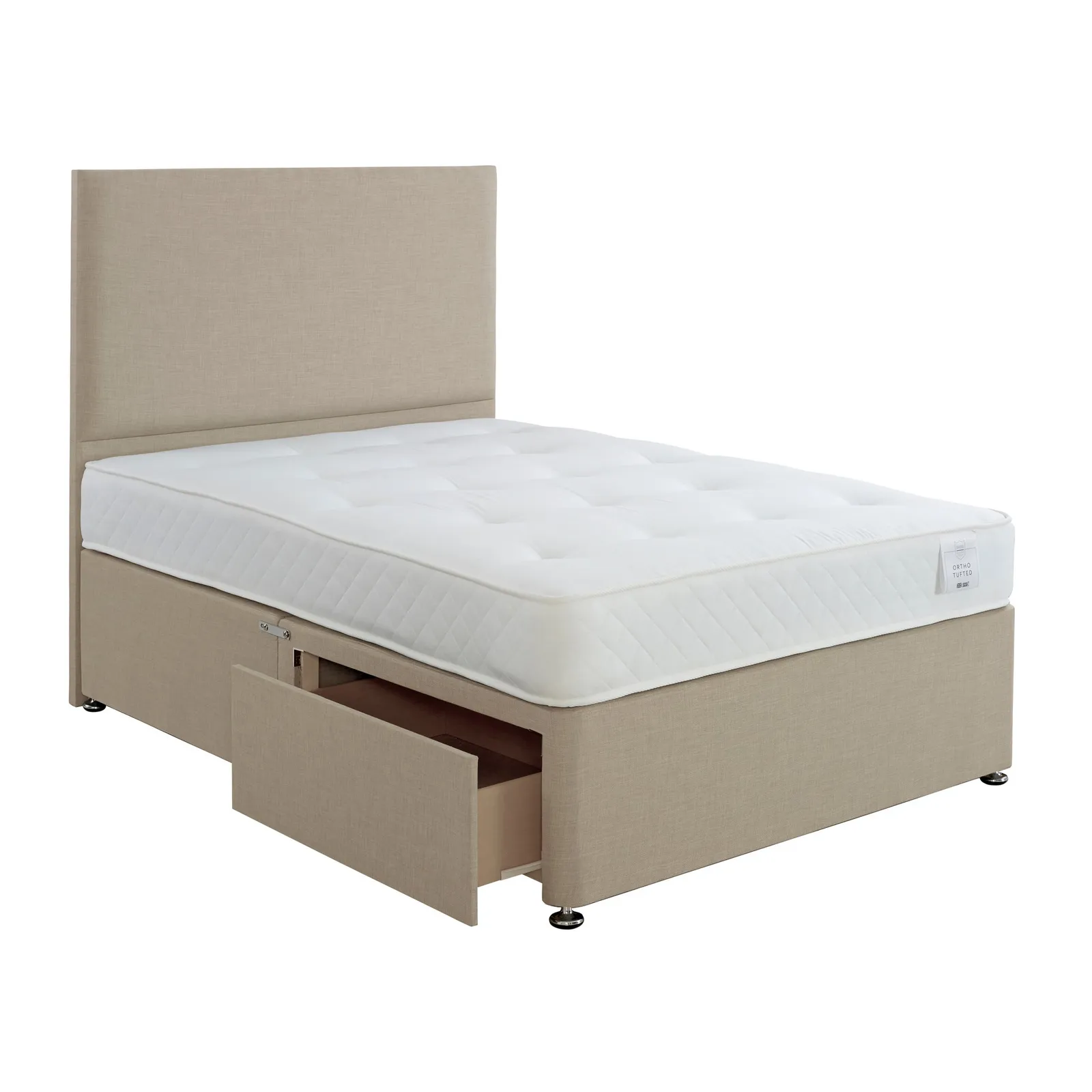 Superior Comfort Divan Bed with Mattress Beige