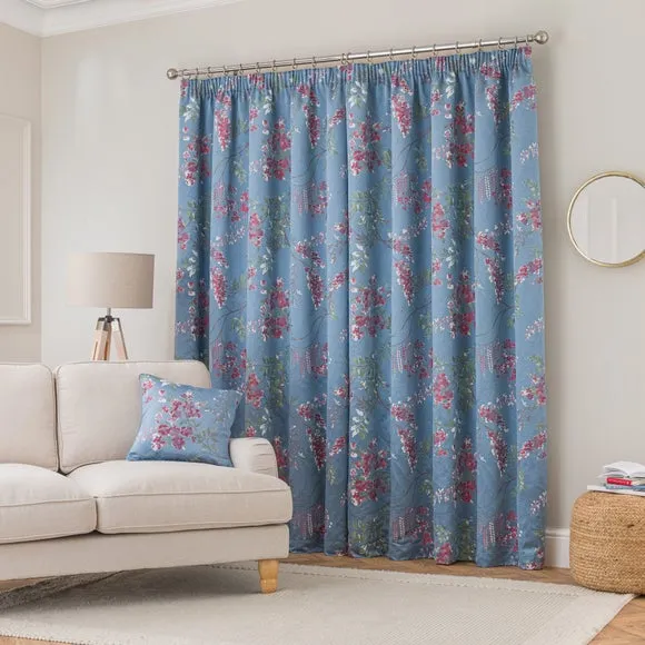 Trailing Wisteria Blackout Pencil Pleat Curtain (Blackout Available) 4