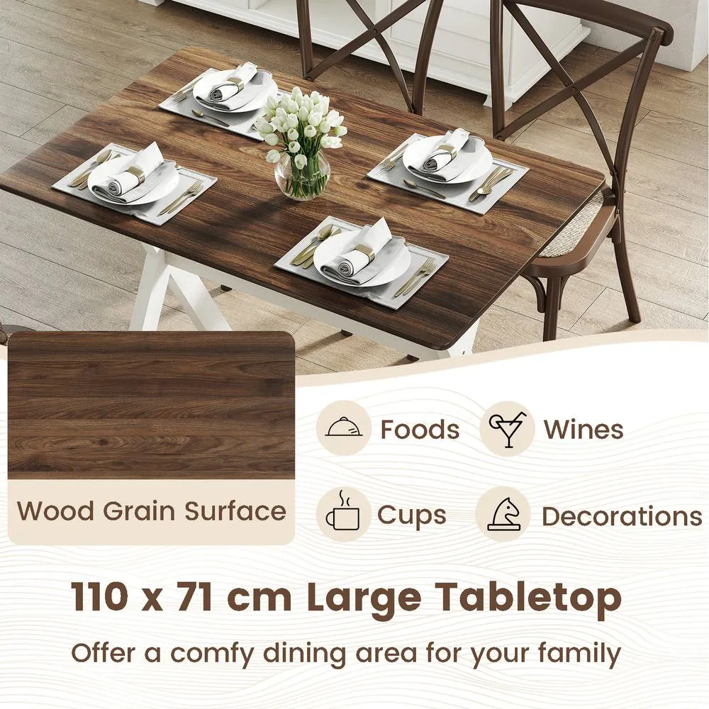 Costway Modern Dining Table Wooden Kitchen Table with X-shaped Frame-Brown in Brown 2