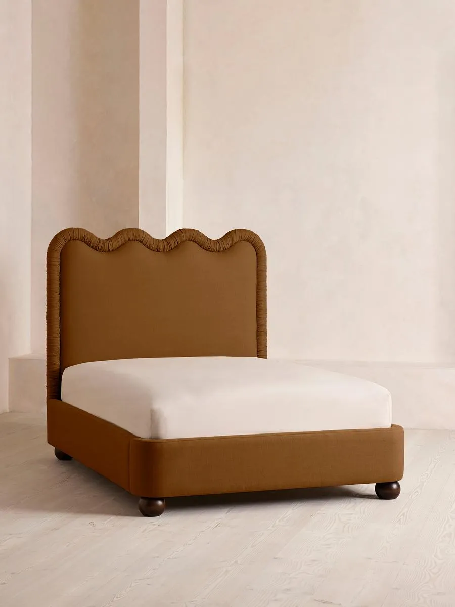 Tristan Bed, Super King, Linen, Terracotta