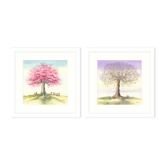 Set of 2 Framed Prints - Catching the blossom / Waiting to Fall 2