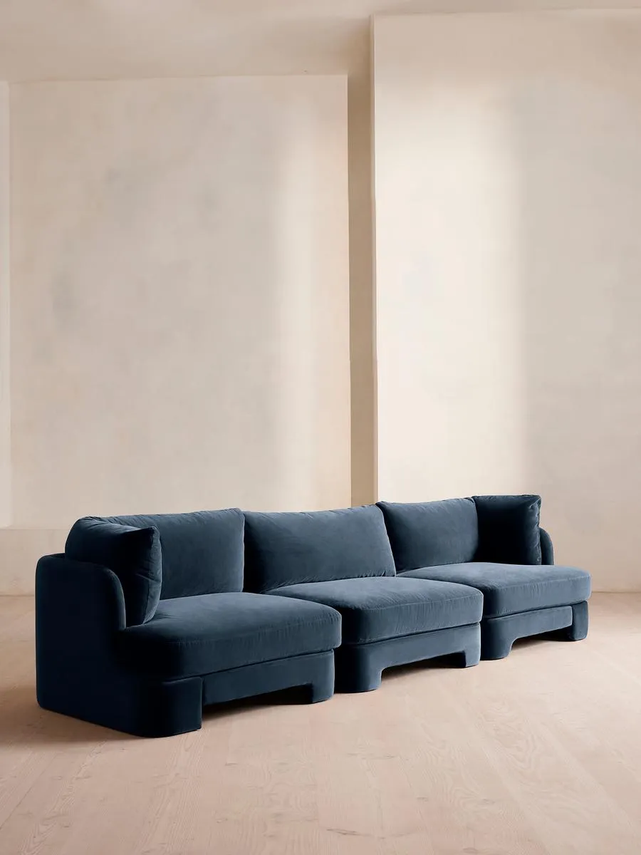 Odell Modular Sofa, Four Seater, Velvet, Royal Blue