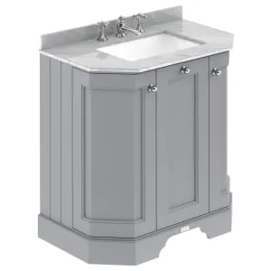 Bayswater Victrion Plummett Grey Angled Traditional Freestanding Vanity Unit & Grey Marble Top Basin - 750mm