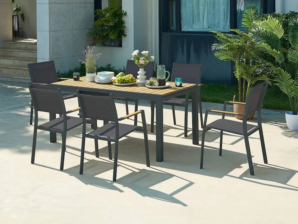 Vente-unique Extendable Garden Dining Table In Aluminium & Polywood L.170/230 Cm in Dark Grey