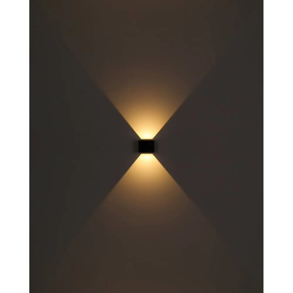 Netlighting Veronika Outdoor Up Down Wall Lamp Black IP54 Glass Shade LED 5