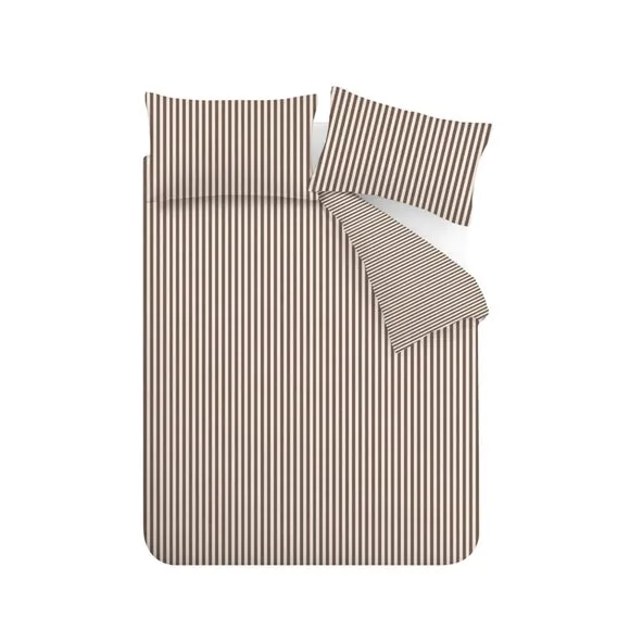 Catherine Lansfield Stripe 100% Brushed Cotton Reversible Duvet Cover & Pillowcase Set 5
