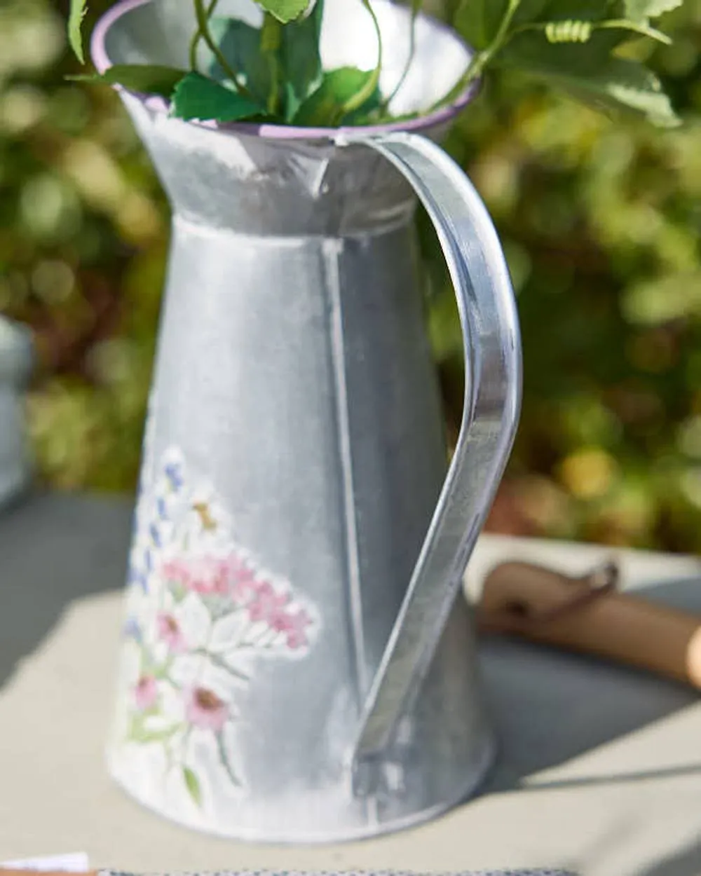 Dibor Lavender Meadow Metal Pitcher Jug Flower Vase in Grey 2