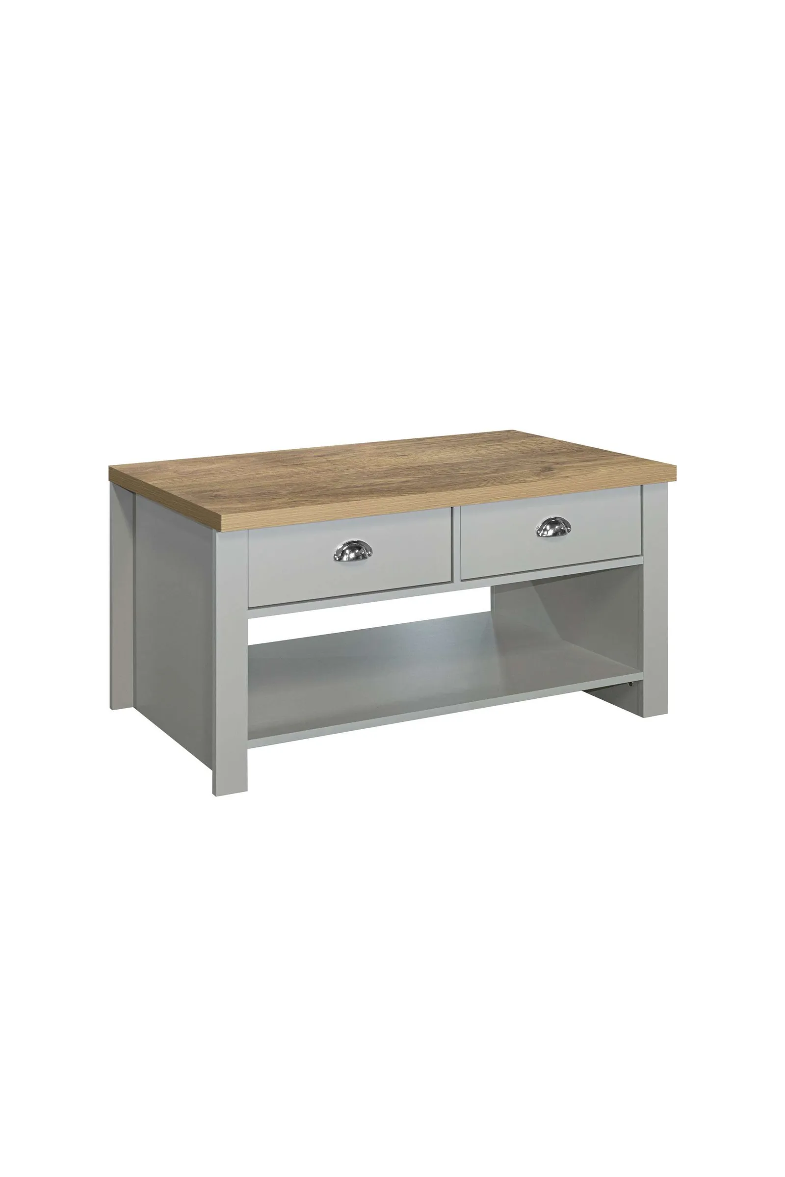 Birlea Coffee Table Blue & Oak Highgate 2 Drawer Farmhouse Shabby Chic in Grey 4