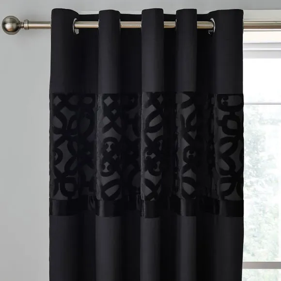Catherine Lansfield Lattice Cut Velvet Eyelet Curtains