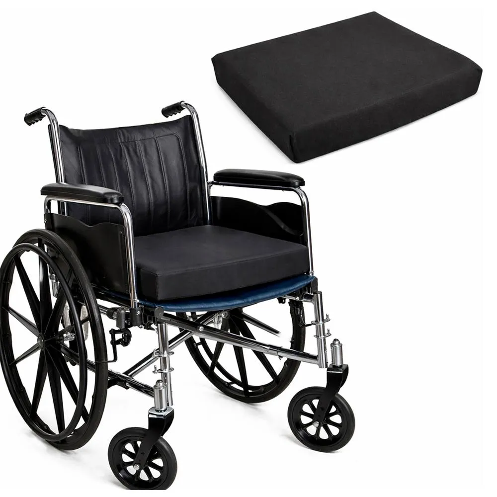 House of Home Wheelchair Cushion 3 inch Memory Foam Pressure Relief Seat Pad in Black