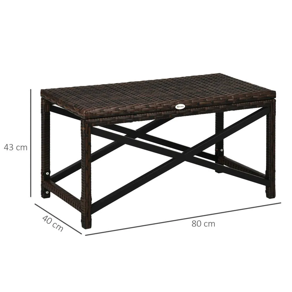 OUTSUNNY PE Wicker Outdoor Coffee Table w/ Full Woven Rattan Table Top in Brown 3