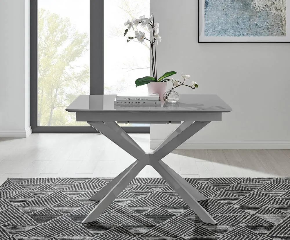 FurnitureboxUK Lira 100cm Grey Metal Extending Dining Table & 4 Black Lorenzo Chairs 6