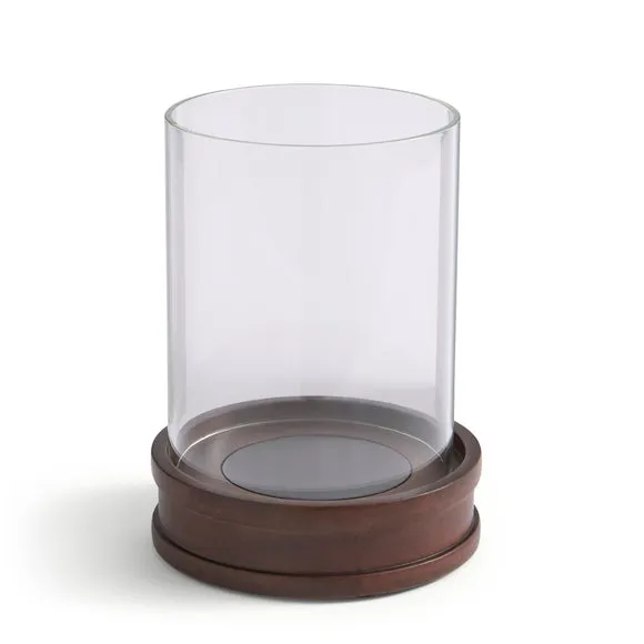 Turned Dark Mango Wood & Glass Hurricane Candle Holder 3