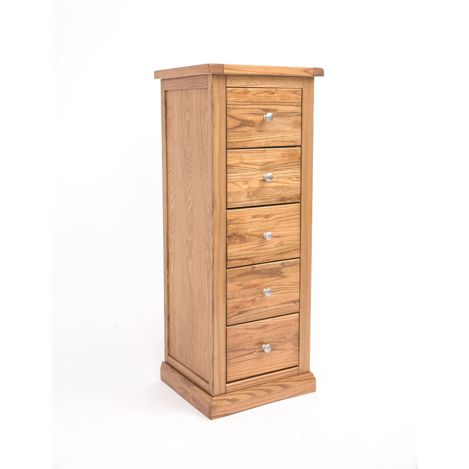 Cabinet Bits Salerno 5 Drawer Narrow Chest of Drawers Chrome Knob in Natural 2