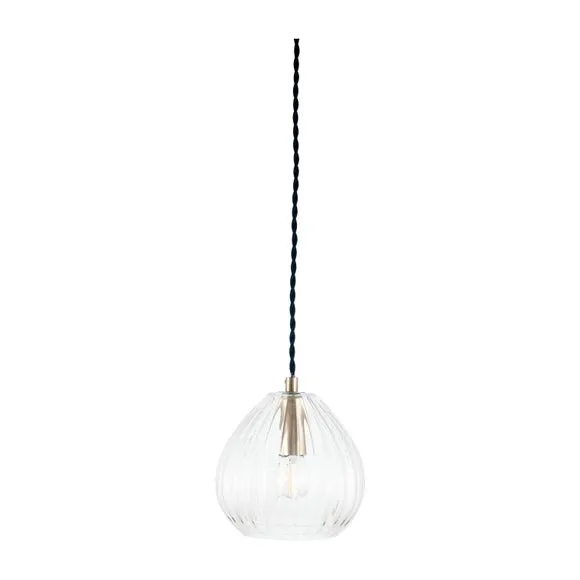 Ella Ribbed Glass Teardrop Pendant Light 2