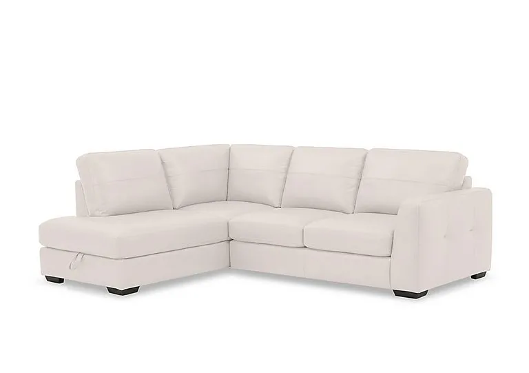 Dinky Leather Left Hand Facing Corner Sofa with Storage Chaise End - Cotton Cat - Sofas and Armchairs - In Time for Christmas