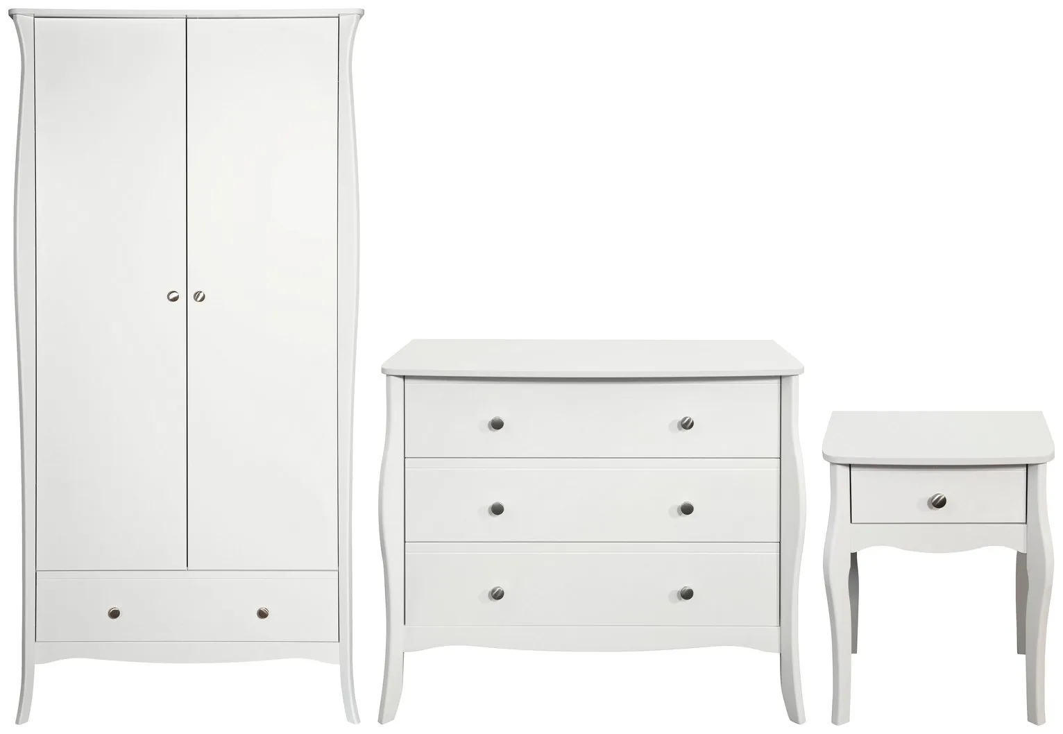 Amelie 3 Piece 2 Door Wardrobe Set - White