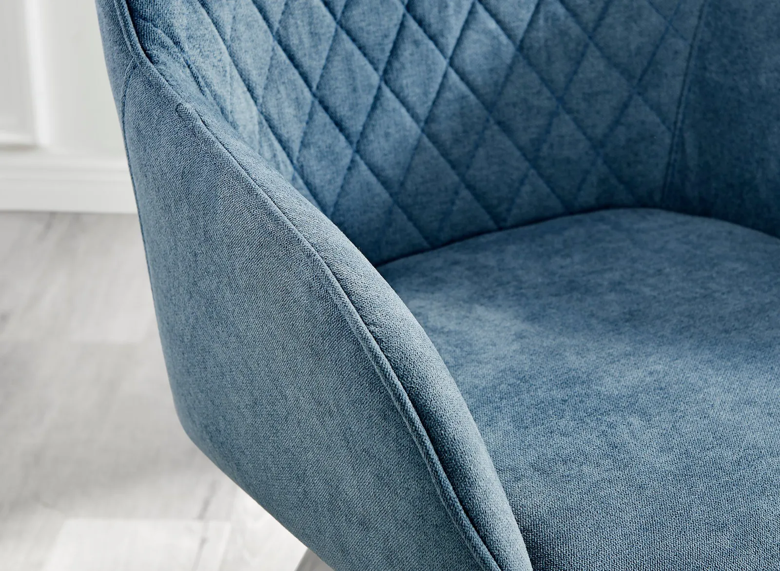 FurnitureboxUK Set of 2 Falun Deep Padded Dining Chairs Upholstered in Soft & Durable Fabric With Silver Chrome Legs in Blue 5