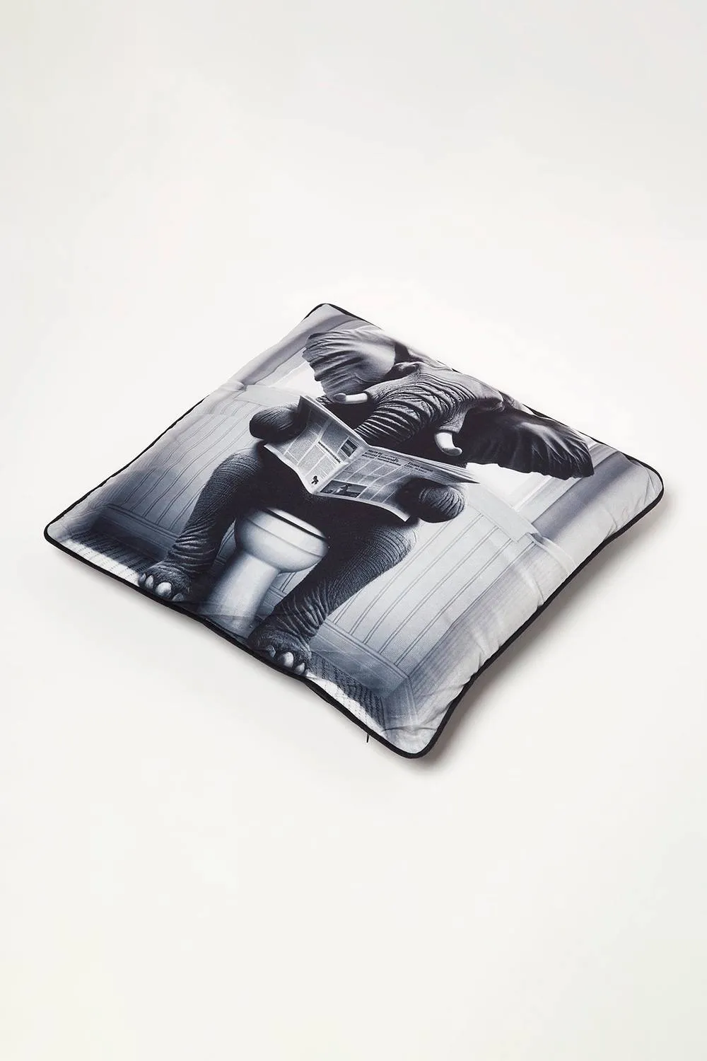 Homescapes Elephant Animal Print Cushion 45 x 45 cm Black White Novelty 5