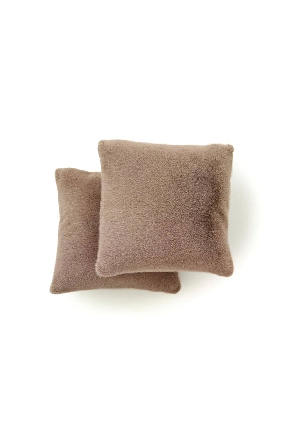 The Lyndon Company Ashford Supersoft Fibre Fill Faux Fur Pair of Cushions | Deyongs 1846 in Fawn 2