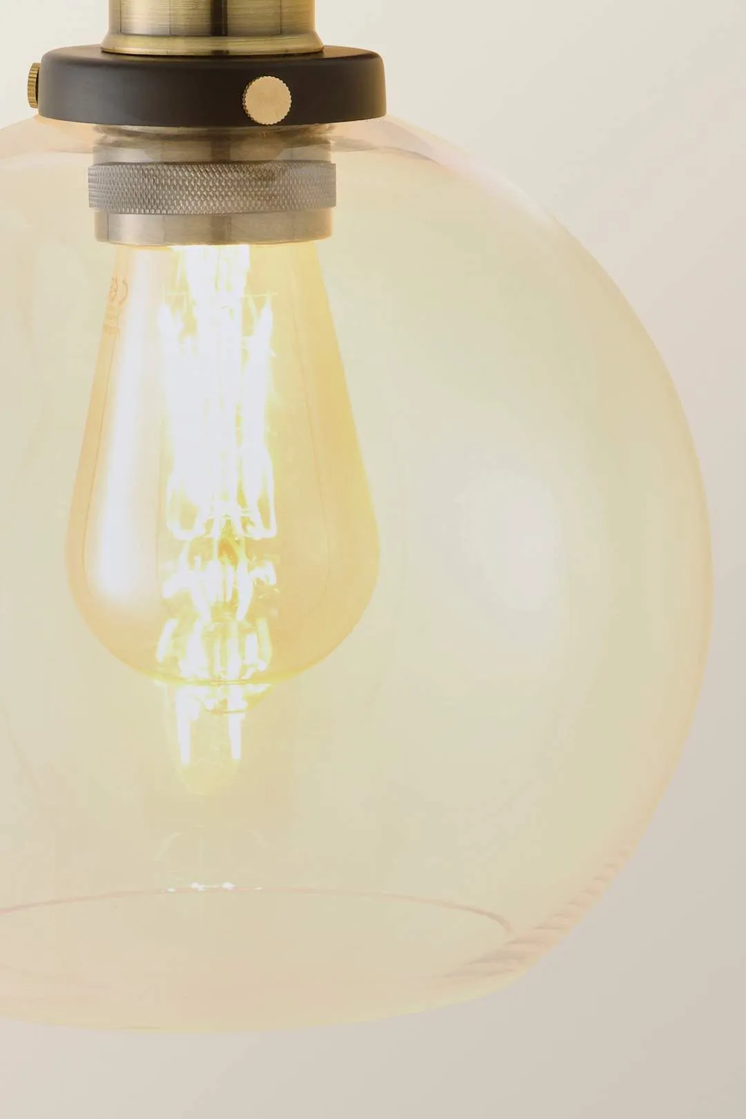 ValueLights Sheridan Industrial Amber Glass Bowl Gold Trim Black Wall Light with LED Bulb in Clear 4