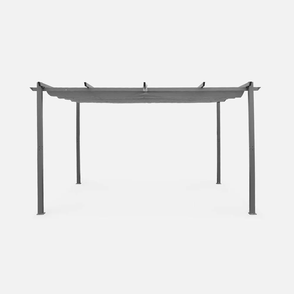 sweeek 3x4m Aluminium Pergola With Retractable Roof in Grey 2