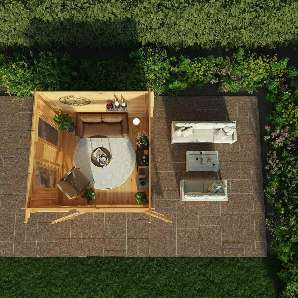 Mercia 3 x 3 m Studio Pent Log Cabin - 28 mm - L333.4 x W303.2 x H249.4 cm in Natural 5