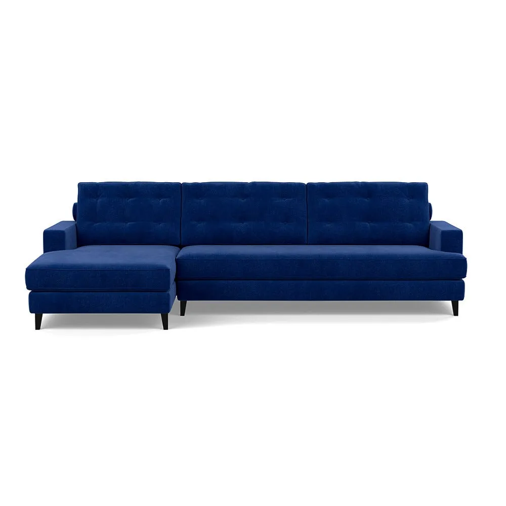 Heal's Mistral Left Hand Facing Corner Sofa Smart Luxe Velvet Azure Black Feet 1