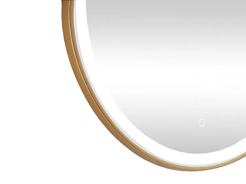 Vente-unique Round Illuminated Gold Bathroom Mirror With Leds - D80 Cm - NUMEA 6
