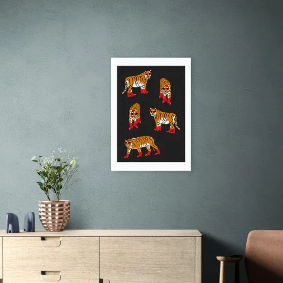East End Prints Tigers In Red Boots Print by Tartagain 1