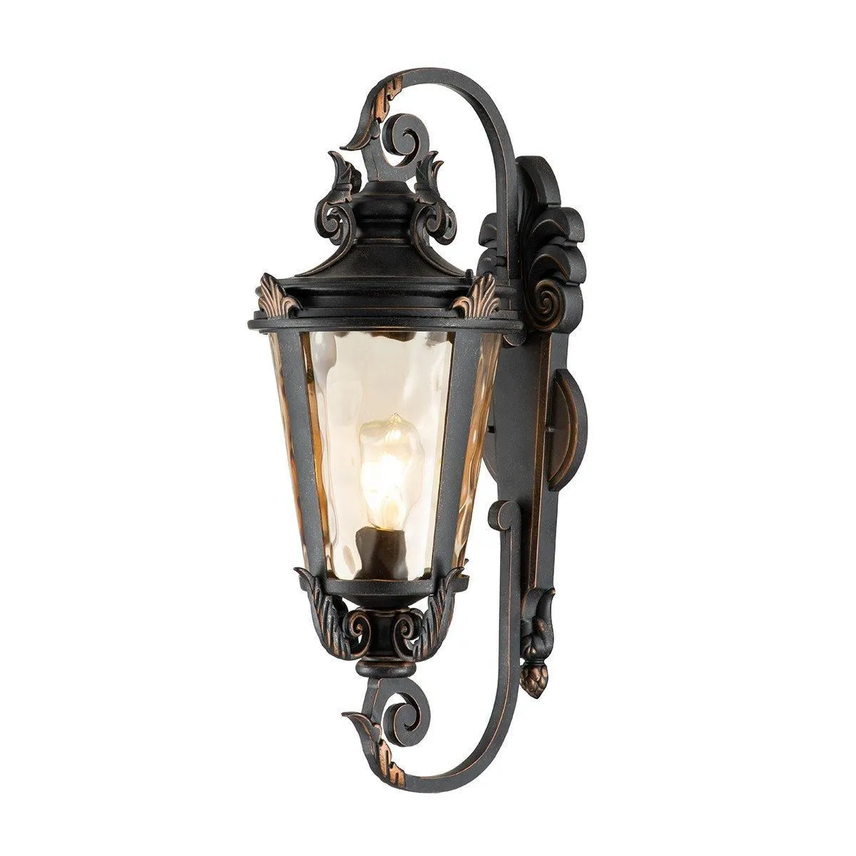 Netlighting Baltimore 1 Light Outdoor Large Wall Lantern Light Weathered Bronze IP44 E27 in Brown