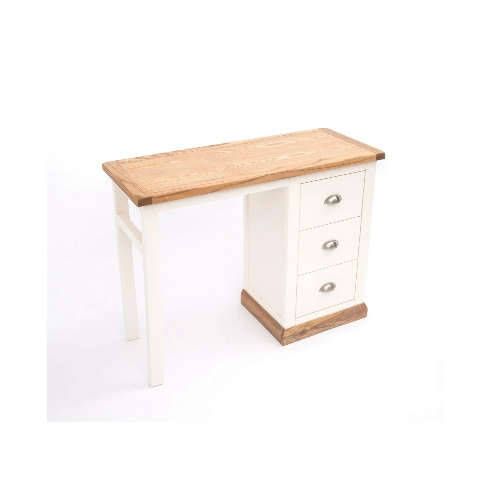 Cabinet Bits Tropea 3 Drawer Desk - Dressing Table Chrome Cup Handle in Off-White 3