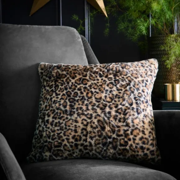 Fusion Leopard Faux Fur Square Cushion