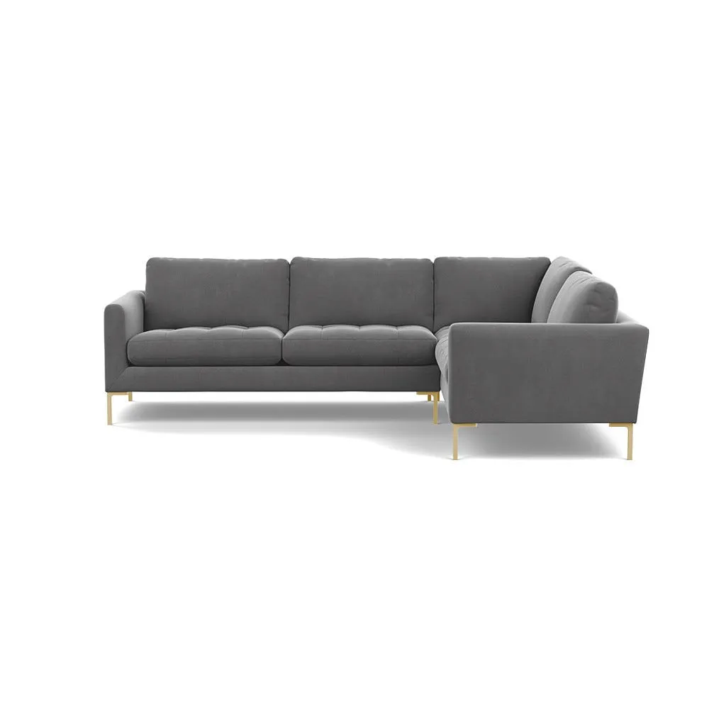 Heal's Eton Right Hand Facing Corner Sofa Smart Velvet Mercury Brass Feet 1
