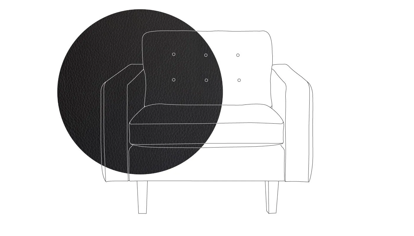 Heal's Hepburn Armchair Leather Grain Graphite 063 Walnut Feet