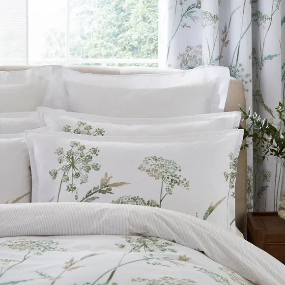 Dorma Purity Meadow Power Green 100% Cotton Oxford Pillowcase Pair