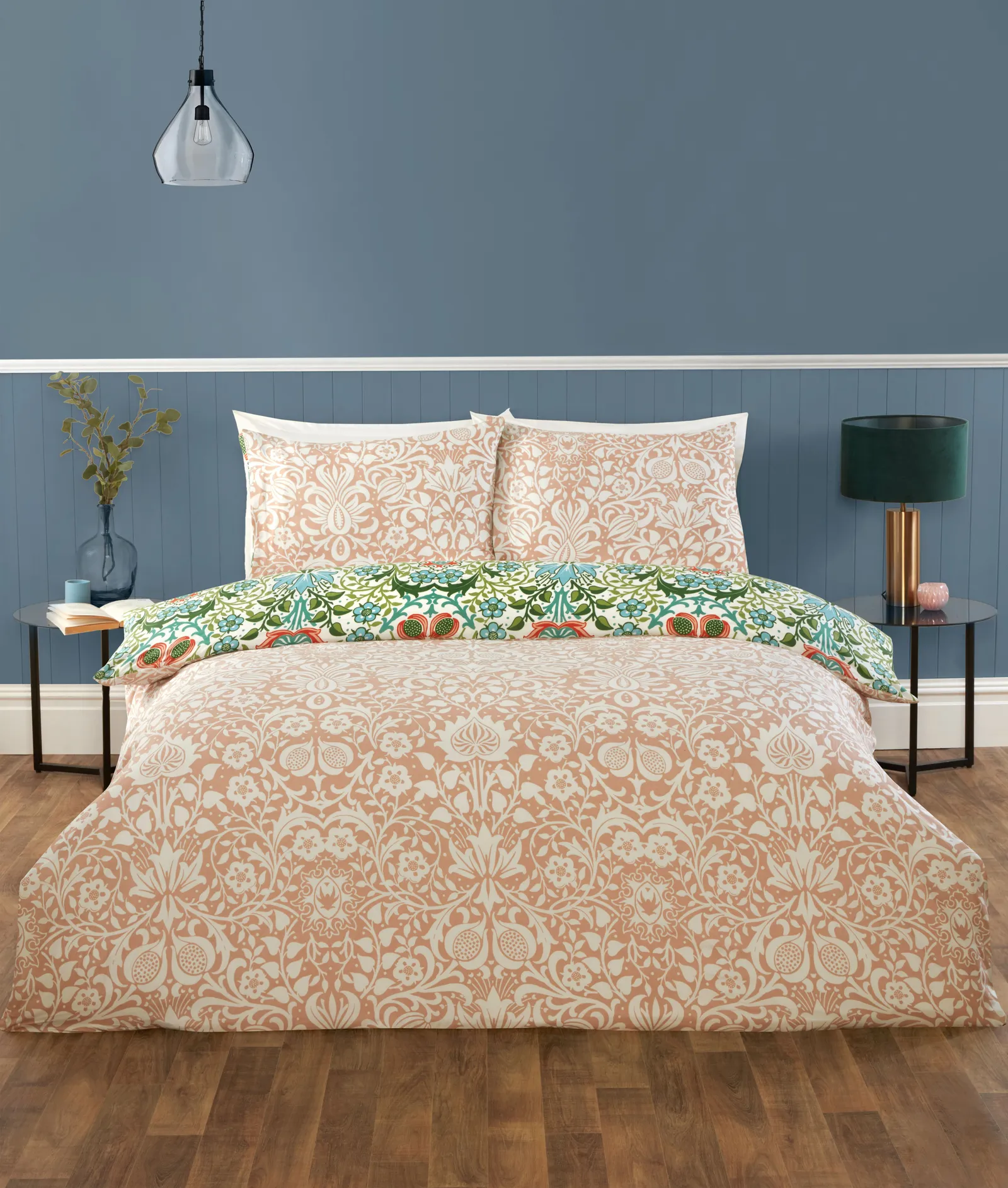 Rapport Home Heritage Flora Microfibre Fabric Reversible Duvet Cover Set King Size Multi, Multi 4