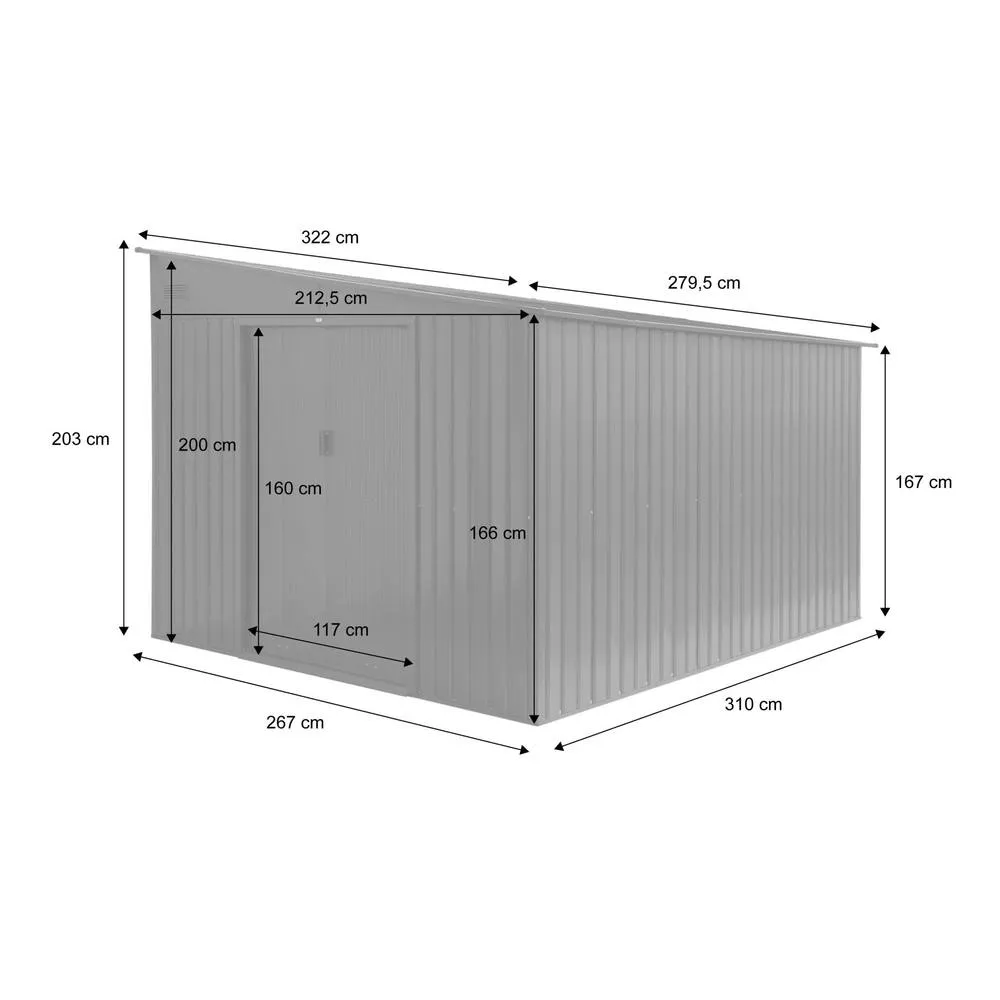 sweeek Steel garden shed 8.96m² with anchoring kit in Dark Grey 4
