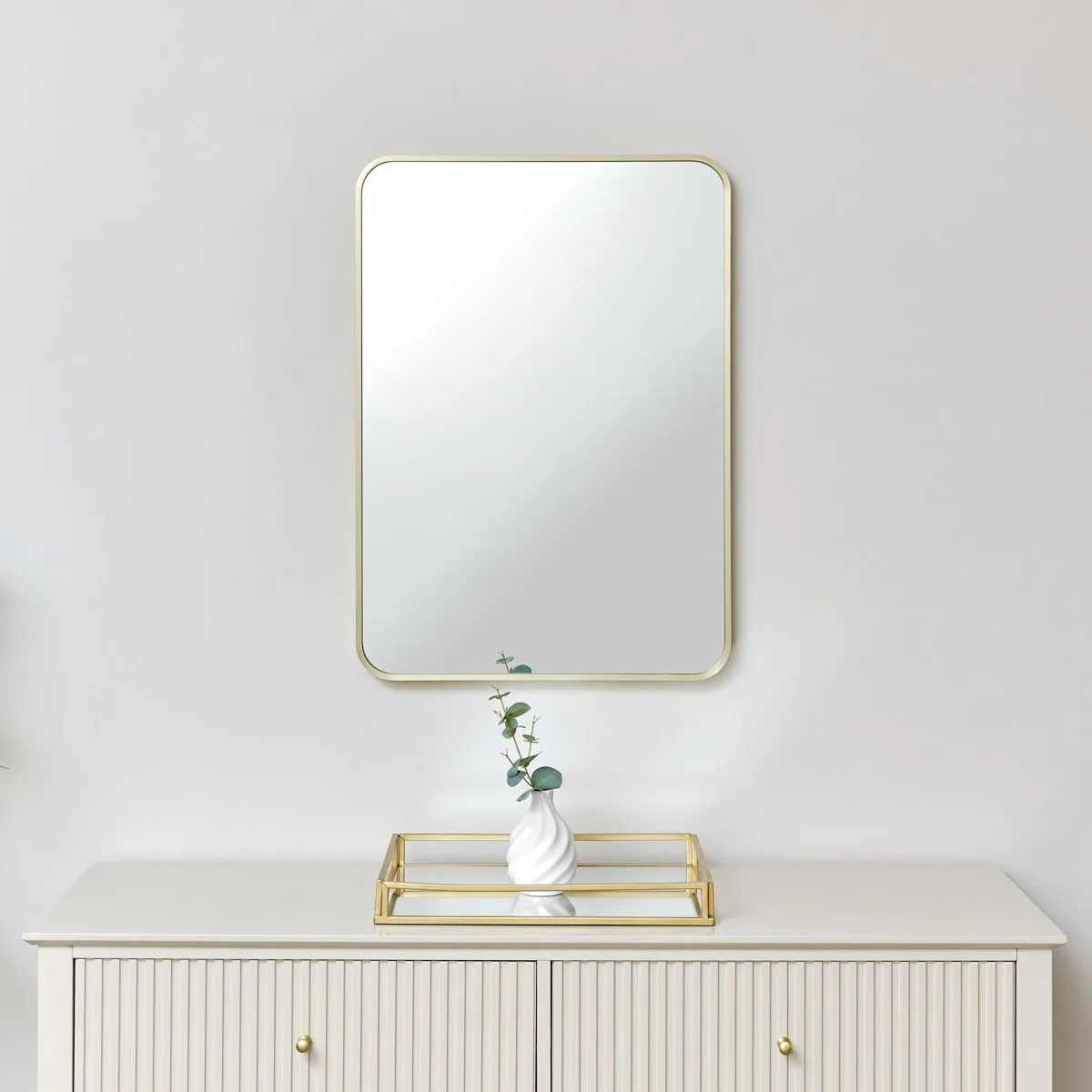 Melody Maison Gold Curved Framed Wall Mirror 70cm X 50cm in Metallic Gold
