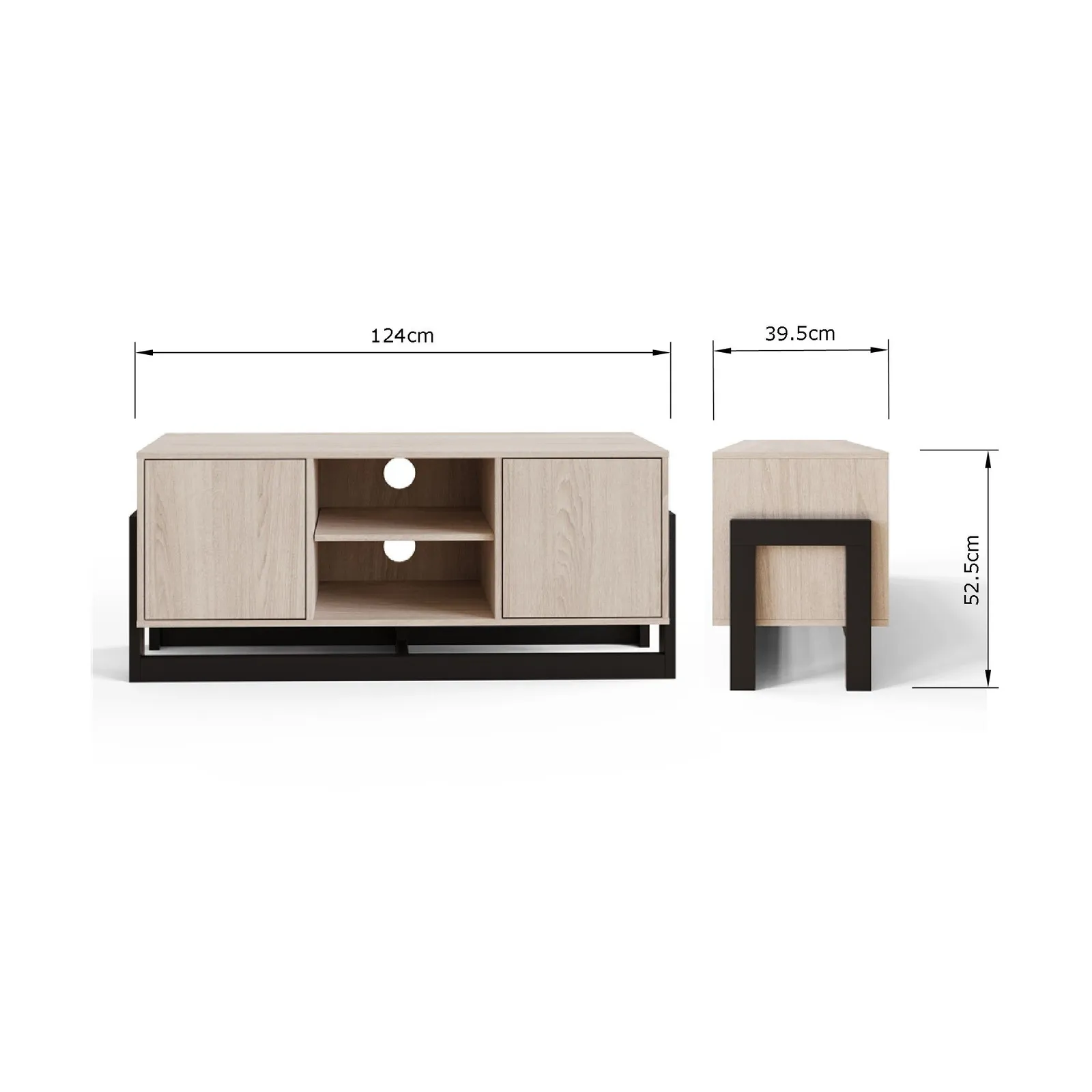 GFW Taite 2 Door TV Unit in Light Oak 6
