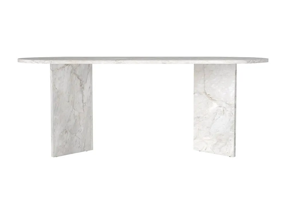 Vente-unique Dining Table for 8 People - White Marble Effect - TOPANIA 4