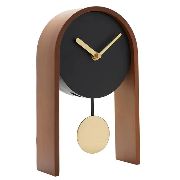 Interval Mid-Century Arched Pendulum Wooden Desk Clock 3