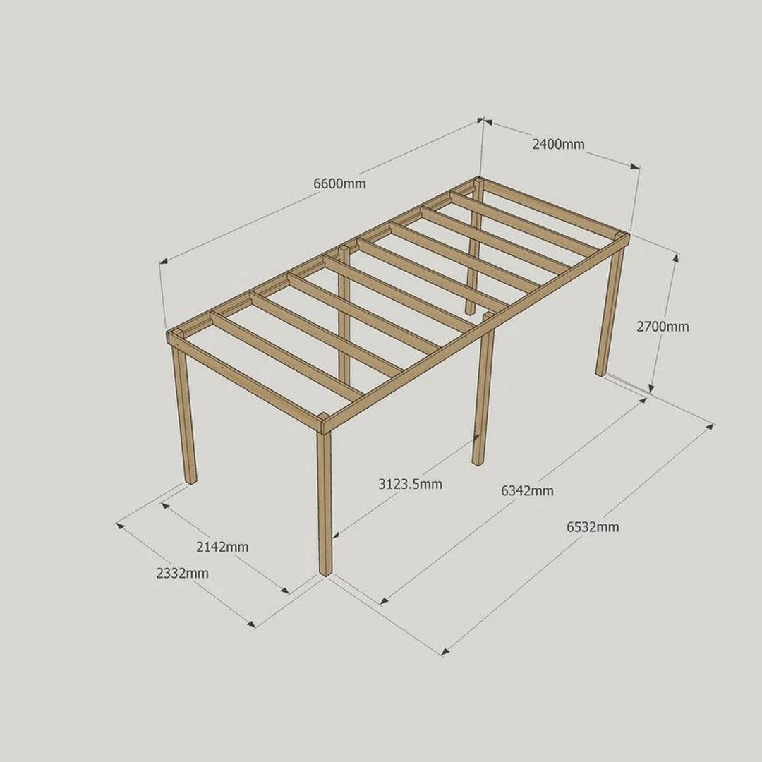 Rutland County Garden Furniture Ltd Garden Pergola 6 Posts - Wood - L240 x W660 x H270 cm - Rustic Brown 4