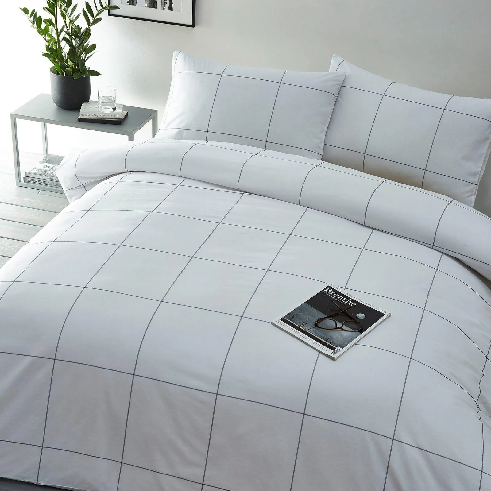 Albi Cotton Woven Check King Duvet Set