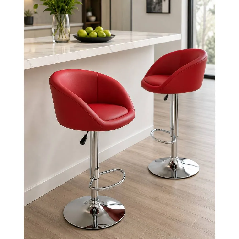 netfurniture Pastonu kitchen bar stool red faux leather cup seat very comfortable 2