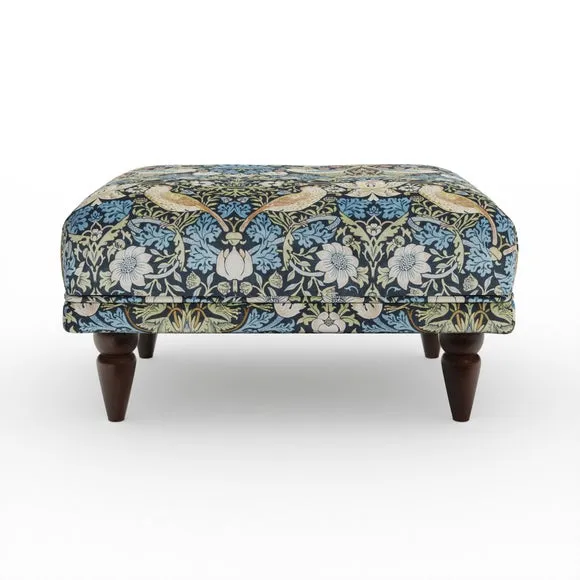 Jolene William Morris Strawberry Thief Print Velvet Footstool 6