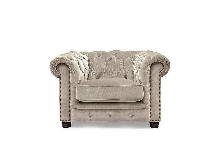 Shackleton Fabric Chesterfield Chair - Barley