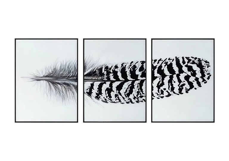 Striped Feather Glass Picture Set of 3